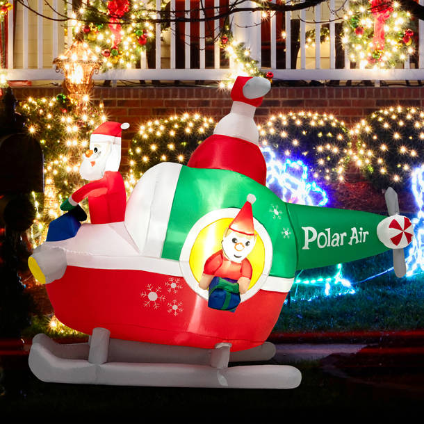 The Holiday Aisle® Christmas Inflatable Santa And Penguin With Palm